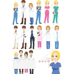 Medical Professionals Clipart Set