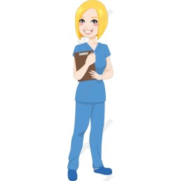 Cheerful Nurse in Blue Scrubs