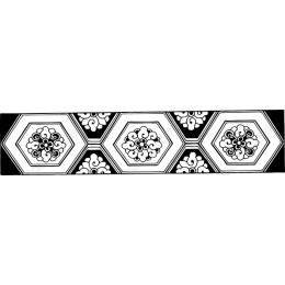 Hexagonal Floral Pattern in Black and White