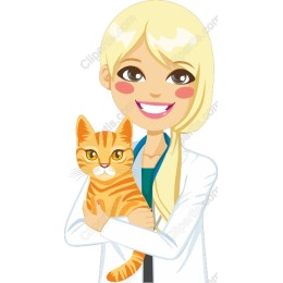 Cheerful Veterinarian with Tabby Cat