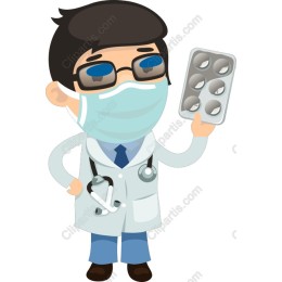 Cheerful Doctor Holding Pills