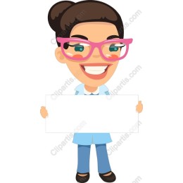 Cheerful Young Woman with Blank Sign