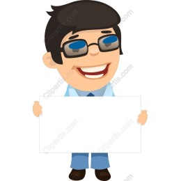 Charming Cartoon Character with Blank Sign
