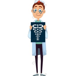 Cartoon Doctor Holding X-Ray