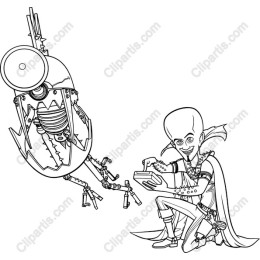 Whimsical Character with Mechanical Companion