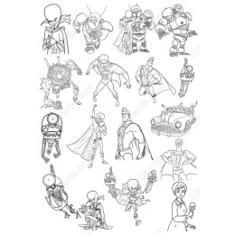  Superhero Clipart Set - Whimsical Line Art
