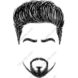 Stylish Hand-Drawn Male with Hair and Beard
