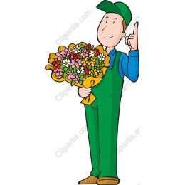 Cheerful Florist Holding Bouquet