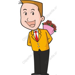 Cheerful Character with Flowers