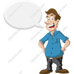 Cheerful Cartoon Man with Speech Bubble