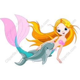 Whimsical Mermaid and Dolphin