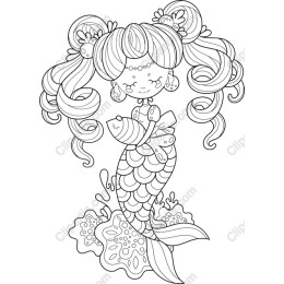 Whimsical Mermaid with Fish