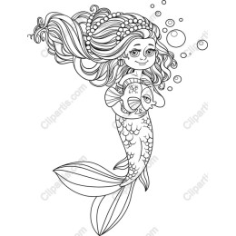 Whimsical Mermaid with Fish