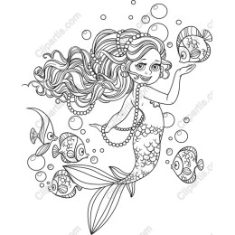 Charming Mermaid and Fish