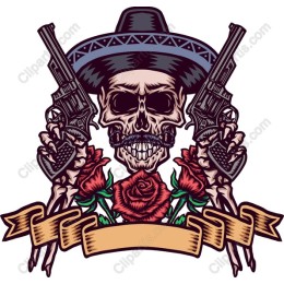 Rebellious Skull with Guns