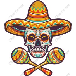 Vibrant Skull and Maracas