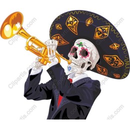 Vibrant Skeleton Musician