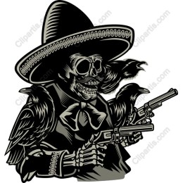 Skeleton in Sombrero with Crows