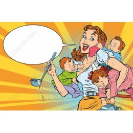 Cheerful Multitasking Mom
