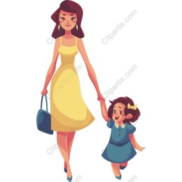 Mother and Daughter Illustrative
