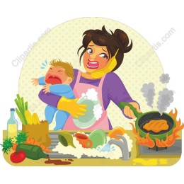 Multitasking Mom in the Kitchen