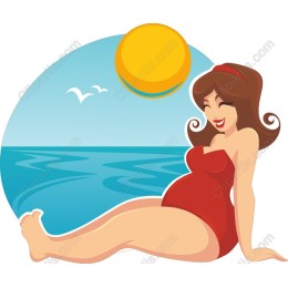 Joyful Pregnant Woman by the Seaside