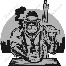Suave Gorilla with Gun