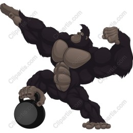 Muscular Gorilla with Kettlebell