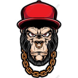 Fierce Gorilla with Red Cap and Gold Chain