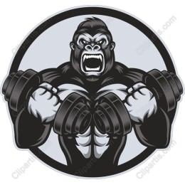 Muscular Gorilla Lifting Dumbbells