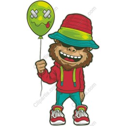 Playful Cartoon Character with Balloon