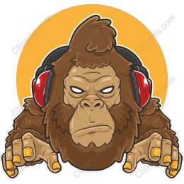 Fierce Gorilla with Headphones