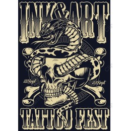 Fierce Snake & Skull Tattoo
