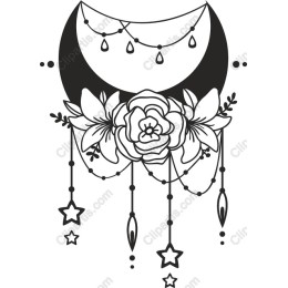 Crescent Moon Floral Elegance