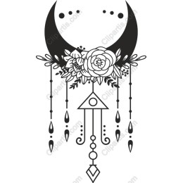 Celestial Floral Crescent Moon