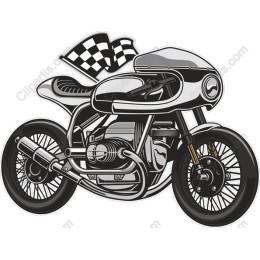 Classic Racing Motorcycle with Checkered Flags