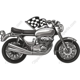 Classic Motorcycle with Checkered Flag