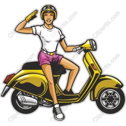 Vibrant Woman Riding Yellow Scooter