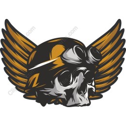 Aviator Skull with Wings