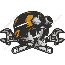 Edgy Skull and Crossed Wrenches