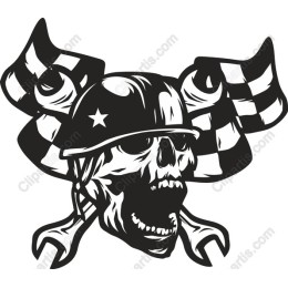 Fierce Skull with Wrenches and Helmet
