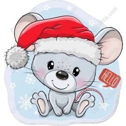 Cute Mouse in Santa Hat