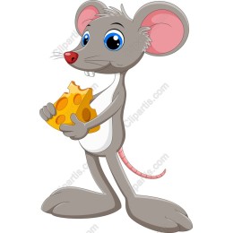 Charming Cartoon Mouse with Cheese