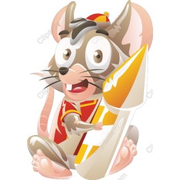 Cheerful Cartoon Mouse with Pencil