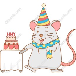 Cheerful Mouse Party with Cake