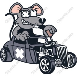 Cartoon Rat Hot Rod