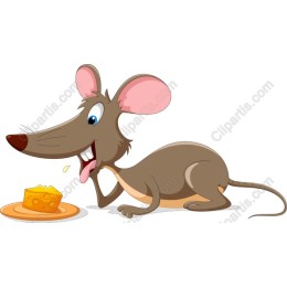 Cheerful Cartoon Mouse with Cheese