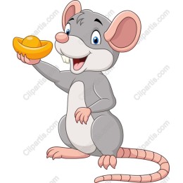 Charming Gray Mouse with Cheese