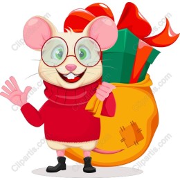 Cheerful Mouse with Gift Sack