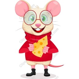 Charming Cartoon Mouse with Cheese